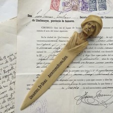 Antique Celluloid Letter Opener. Advertising. Figural Turban. Spain 1920-1930.