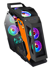 Gaming PC Case – RGB Mid Tower M-ATX with Tempered Glass Front Panel - UK Stock