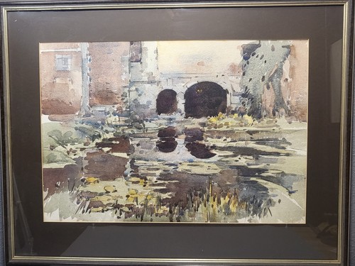 Original watercolour bridge - watercolour,