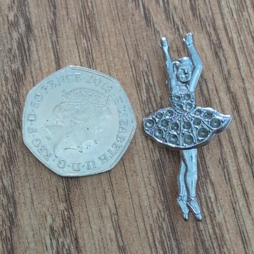Silver tone ballerina - silver,