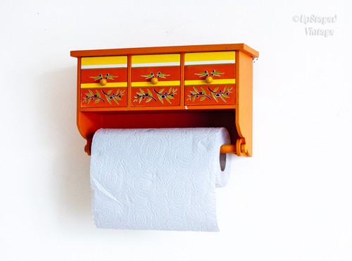 Orange wooden kitchen roll - kitchen,