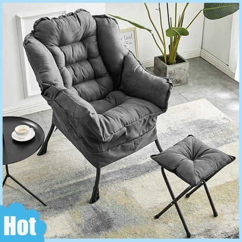 Grey lazy chair with footstool - lazy,