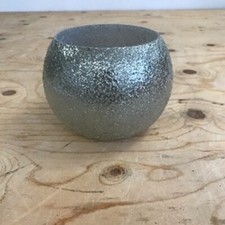 Round glass silver & pearlescent fishbowl H10CM w14CM