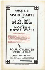ARIEL MODEL 4G MkII SQUARE FOUR ORIG. 1953 FACTORY ILLUSTRATED PARTS CATALOGUE
