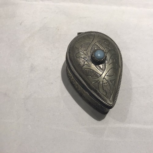 Antique silver metal pill - metal, box