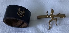 Vintage Girl Guides Pixie Promise Brass Brooch & Leather Tie Woggle