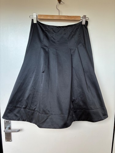 Black satin full skirt - black,