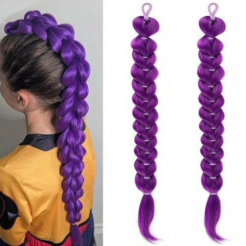 Purple braids hair wig suit - braids,