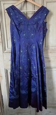 50s Vintage Blue Satin Evening