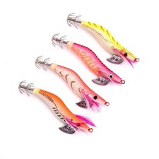 4pcs Fishing Lures Wraped Prawn Lure Octopus Shrimp Wood Baits Squid Jig Fishing