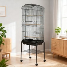 UK Extra Large Bird Cage with Open Top & Rolling Stand Wheels Metal Parrot Duvgs