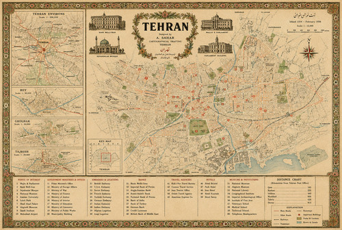 163 tehran iran map 1956 - tehran,