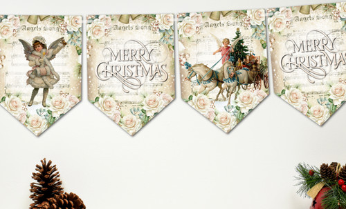 Christmas bunting cream rose - christmas,