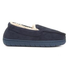 The Slipper Company Boys Slippers Blue Kids Navy Warm Comfortable Faux Fur Otis