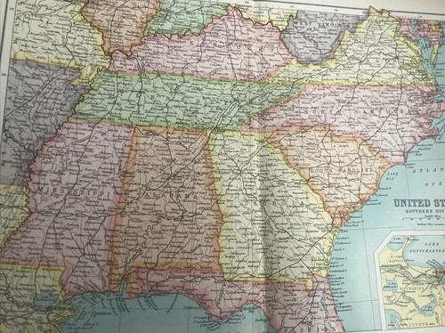 1910 antique map united - antique,