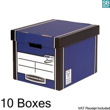 10-Boxes Fellowes 72606 Blue Tall Bankers Box Archive PRESTO A4 Foolscap VAT Inc