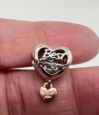 Best Friend Friendship Heart Charm for bracelet s925 925 Sterling Silver 