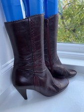 Burgundy Red Soft Leather Mid Calf Heel Bertie Zip Up Boot Size UK5 M/38