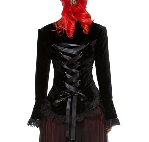 Gothic corset black velvet - black,