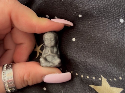 Silvery black obsidian - silvery, buddha