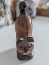 Hand Carved Wooden Cat with
