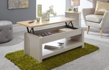 Grey and Oak Lift Up Coffee Table with shelf Lancaster Range GRADED