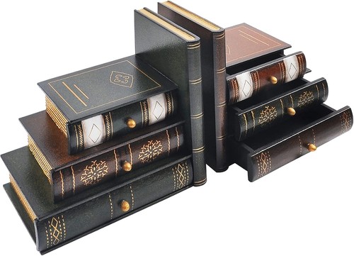 Wooden bookends false book - wooden,