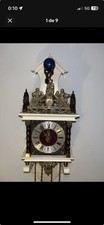 Vintage Dutch Zaanse Wall Clock with Atlas Figure, Brass Weights &Pendulum