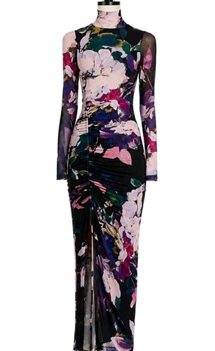 New aqua black floral ruched - aqua,