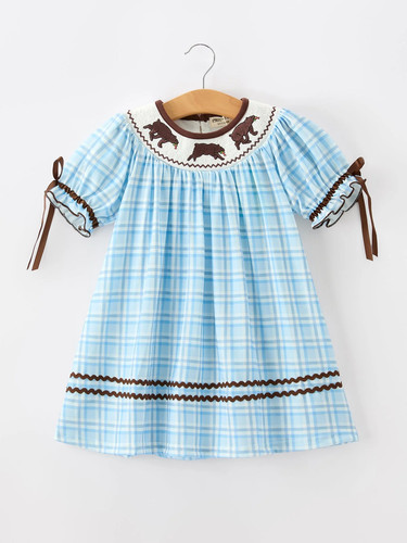 Bear smocked plaid - smocked,