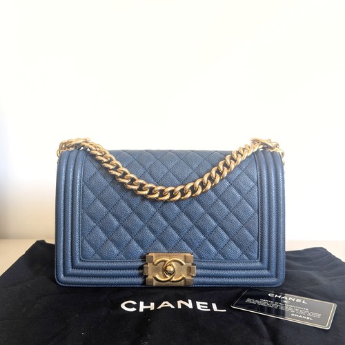 Chanel old medium boy bag - chanel, blue