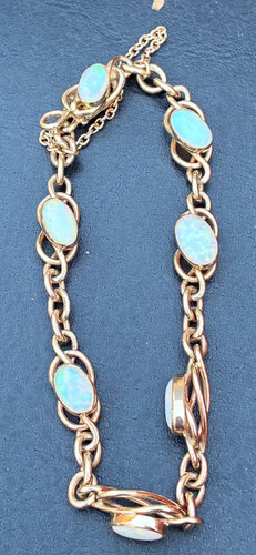 9ct gold natural - opal, bracelet