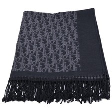 Christian Dior DIOR 92Z0001A0106 Oblique Wool Large Blanket Stole, Gray x Black,