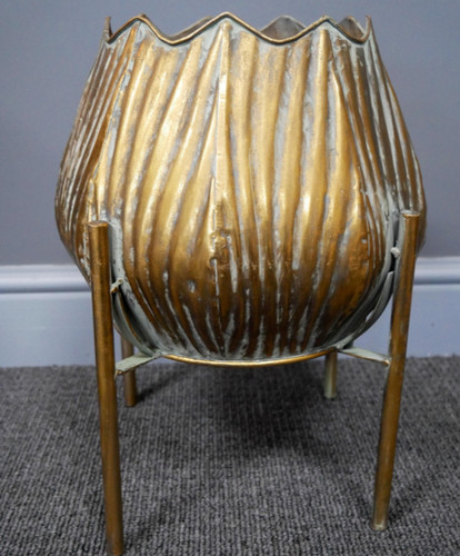 Gold metal planter plant - gold,