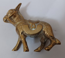 Small  solid brass donkey with saddle