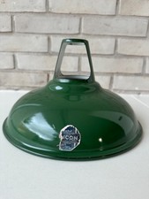 VINTAGE MID-CENTURY GREEN ENAMEL LIGHT SHADE- COOLICON-INDUSTRIAL, CEILING, LAMP