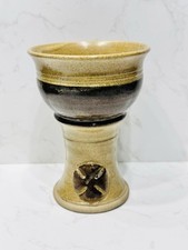 Vintage Studio Pottery Large Stoneware Challis/goblet/wine Goblet. Chunky
