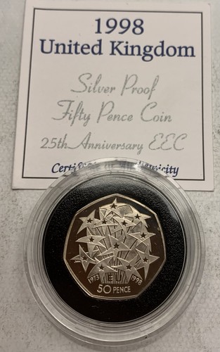 1998 silver proof 50p coin - proof,