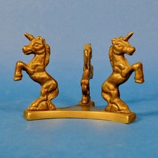 Vintage Solid Brass Miniature Unicorn Stand, Holder, Crystal Ball Holder