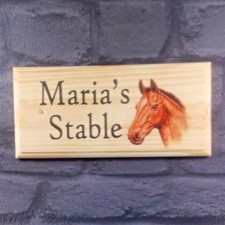 Personalised Horse Stable Sign, Custom Horse Name Plaque, Wooden Stable Gift
