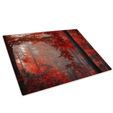 Red Black Grey Forest Cool Glass Chopping Board Kitchen Worktop Saver Protector