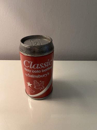 Sainsburys cola can shaped tin - shaped,