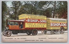 c1908 Advertising Postcard Bishop & Sons Furniture Removal Steam Lorry London