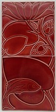 Original Arts & Crafts Voysey Pilkington's Fish & Leaf Tile Panel C1902
