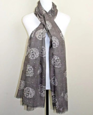Skull Print Scarf Grey Brown