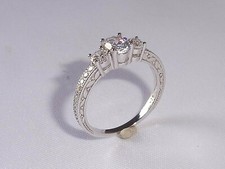 Ladies Hand Made Sterling 925 Silver 3 Stone White Sapphire Eternity Ring