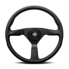 Genuine Momo Monte Carlo black leather steering wheel with horn ring. 380mm size