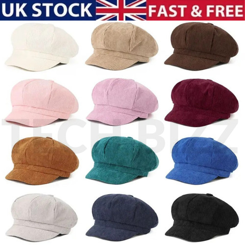 Ladies corduroy baker boy hat - corduroy,