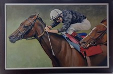 Original Painting "TO THE LINE" by JUDI KENT PYRAH Acrylic Horse Equestrian Art