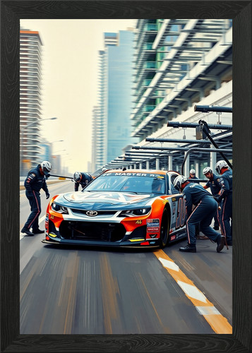 Nascar stock car pit framed - nascar,